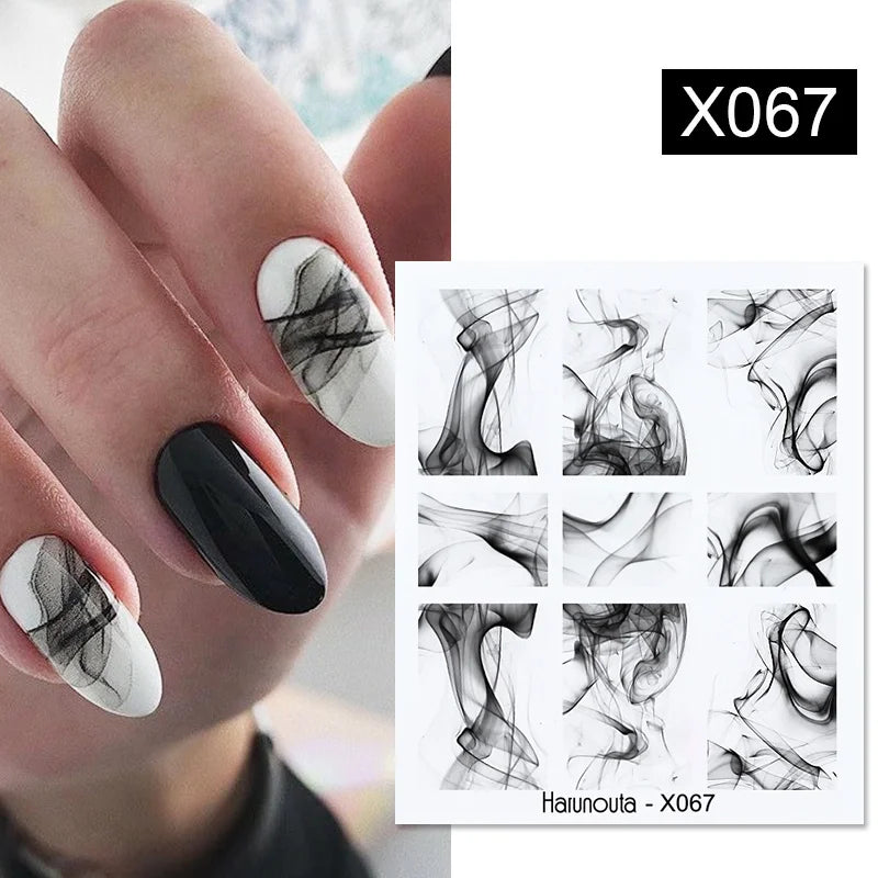 Purple Marble Nails Stickers Smoke Design Manicure Decals