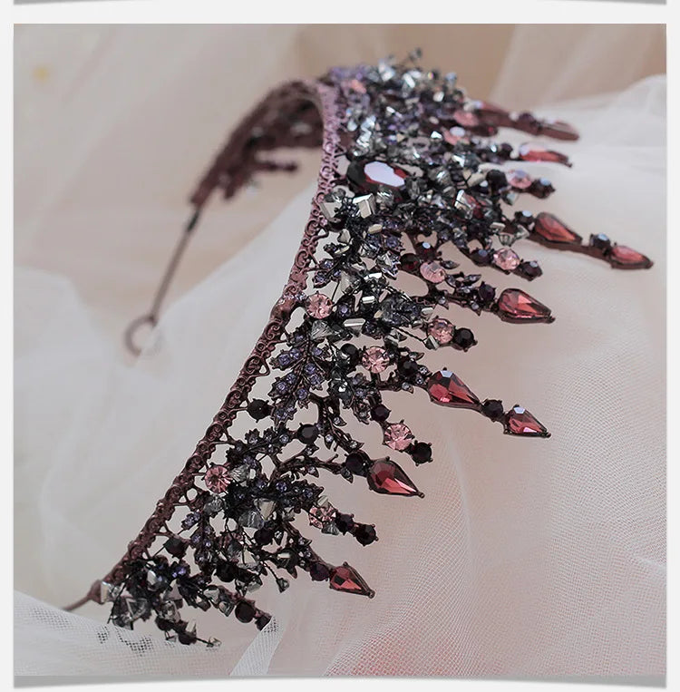 Vintage Baroque Headbands Purple Crystal Tiaras Crowns Bride