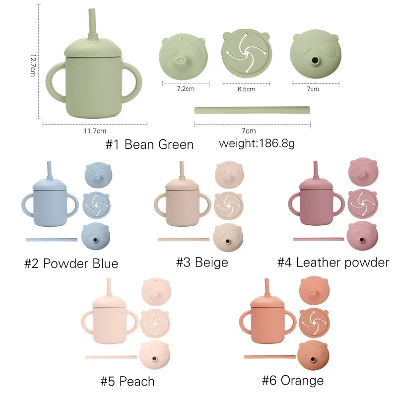 Baby Straw Cup 1Set Cartoon Panda Food Grade