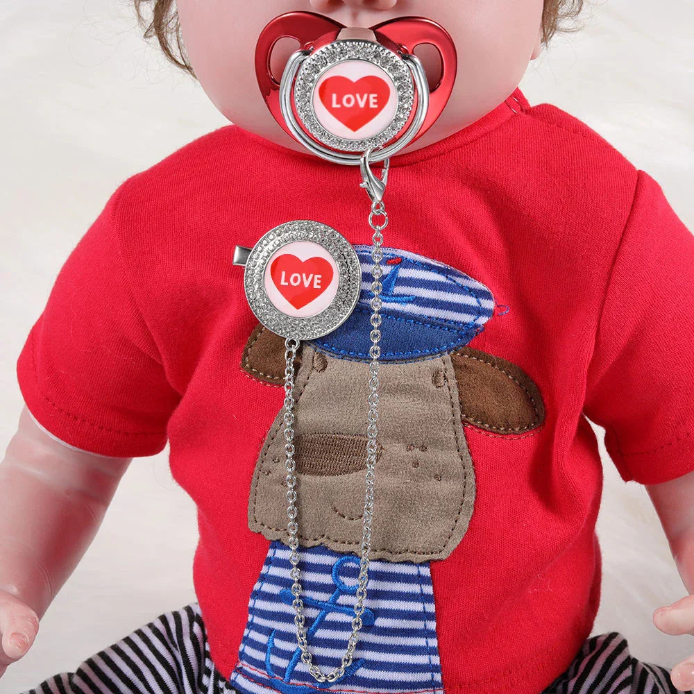 Luxuri Babi Pacifi Beads Red Pacifier Heart Baby