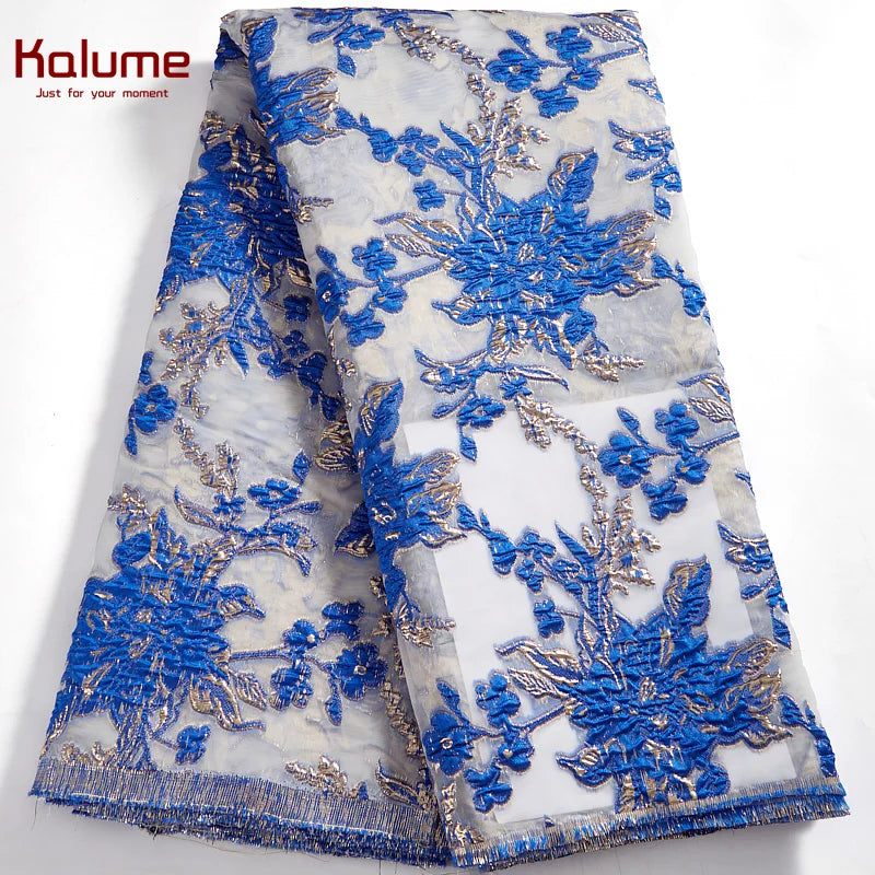 African Tulle Lace Fabric 2024 Satin Nigerian Brocade
