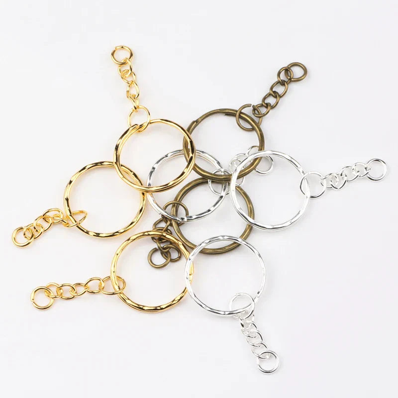 50Pcslot 1.3x25mm Gold Color Plated Key Ring with