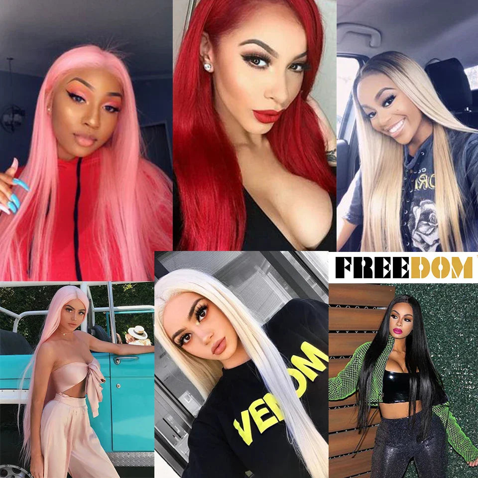 FREEDOM Synthetic Lace Front Wigs For Women Straight