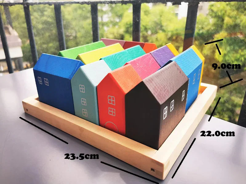 Montessori Wooden Toys Elemental Rainbow Stacking Blocks /Unpaint
