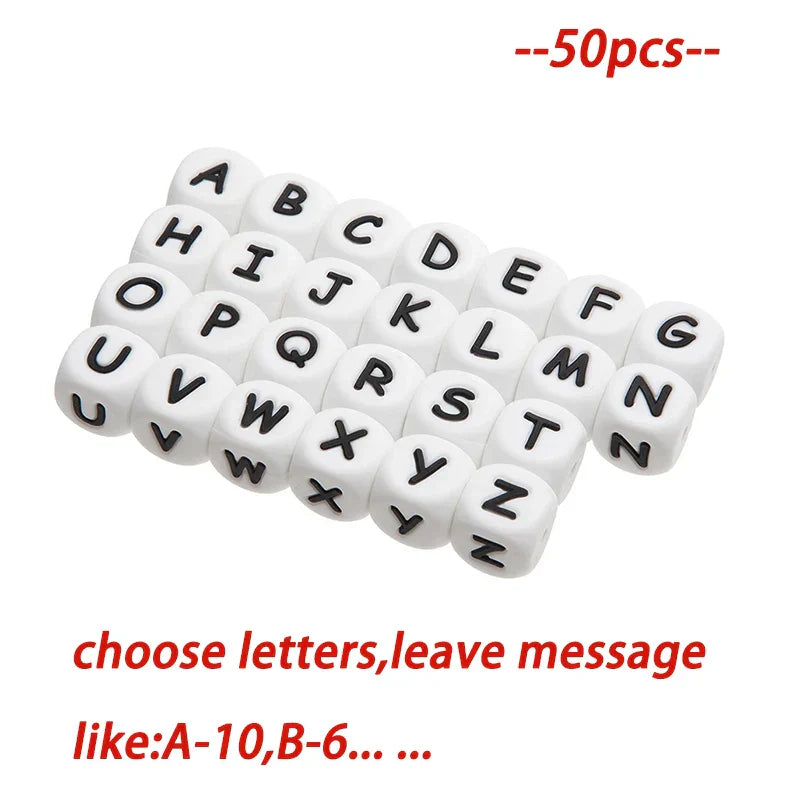 TYRY.HU 50-500Pcs 12mm Silicone Letter Beads BPA-Free Colorful