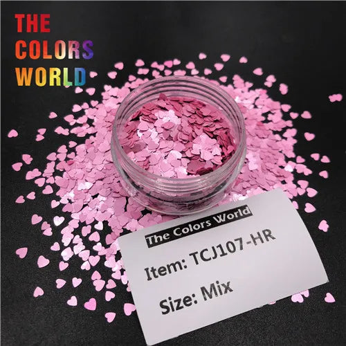 TCT-065 Heart Shape Mix Size Nail Glitter Corazón Nail Art Decoration Nail DIY Decoration Valentine's Day Decoration Body Art