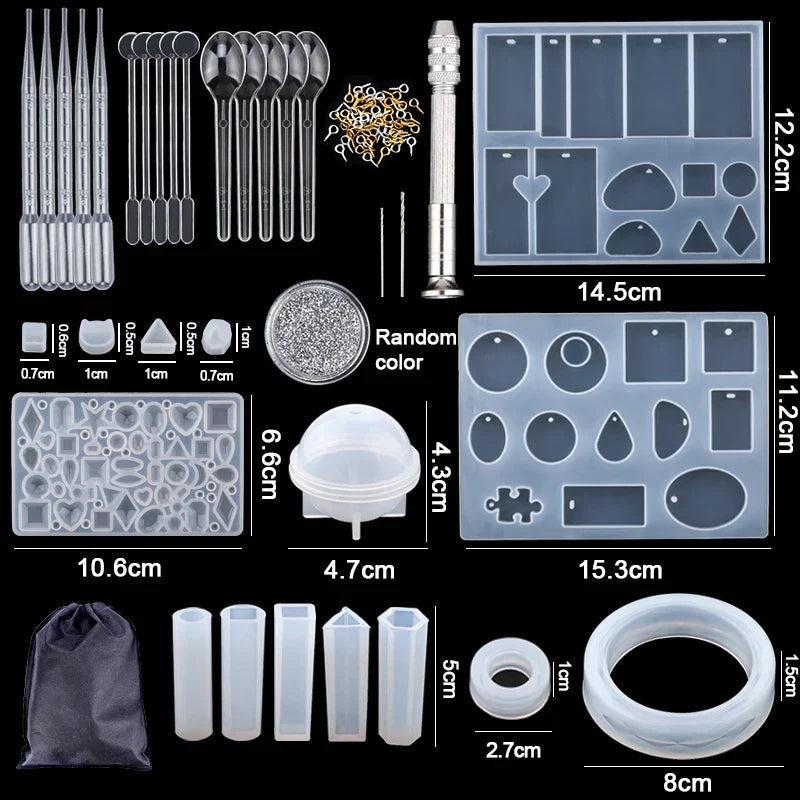 Mixed Style Jewelry Epoxy Resin Molds Set Silicone