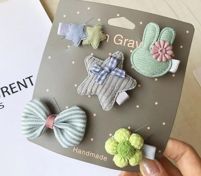 New cute bear girls hair bows 5pcs children