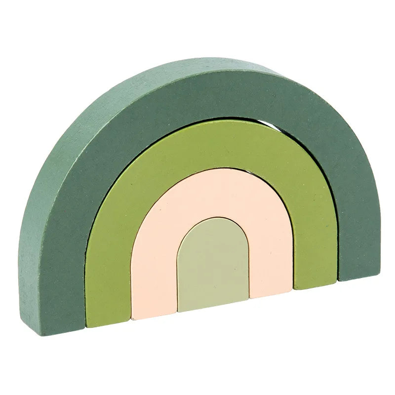Baby Montessori Rainbow Building Blocks Wooden Toy DIY