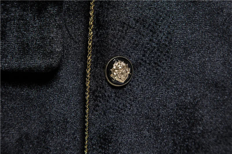 Luxury Velvet Inlaid With Gold Edge Men's Suits