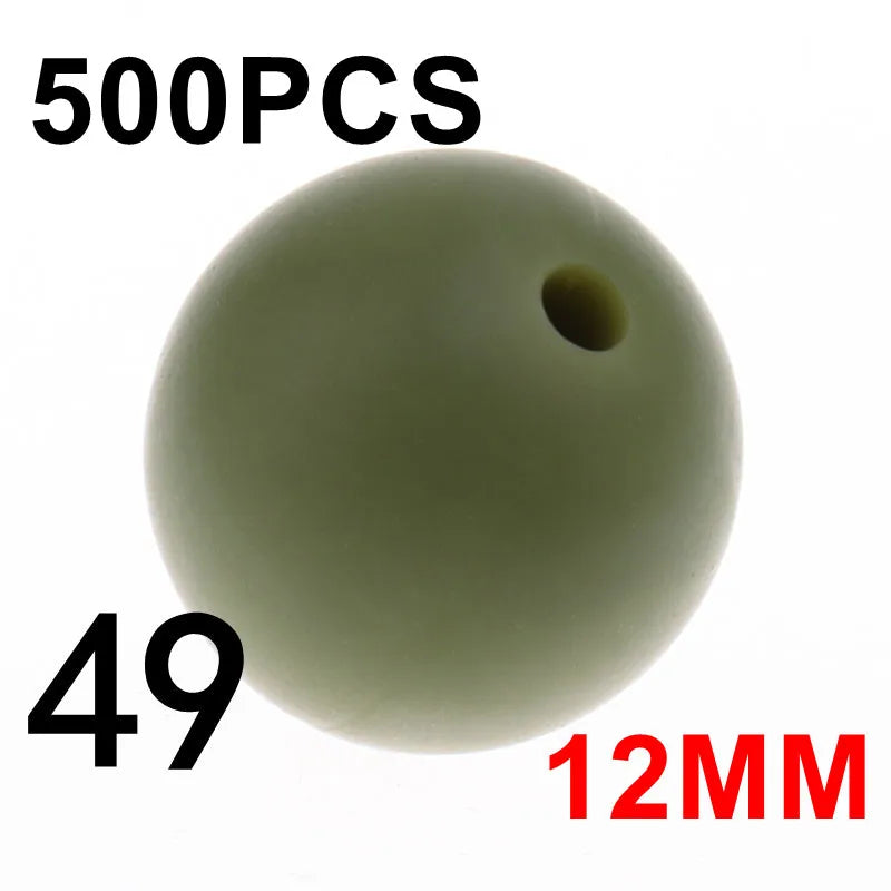 Fkisbox 500pcs 12mm Silicone Round Loose Beads Baby