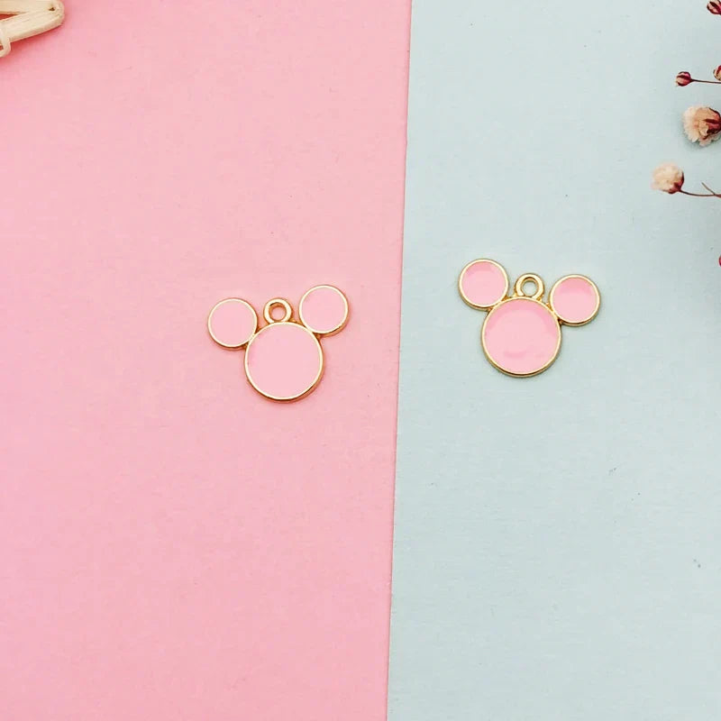 20pcs Drop Oil Mickey Head Shaped Enamel Charms