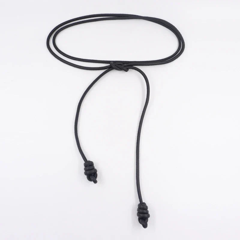 Custom sheepskin knot waist rope fashion leather round