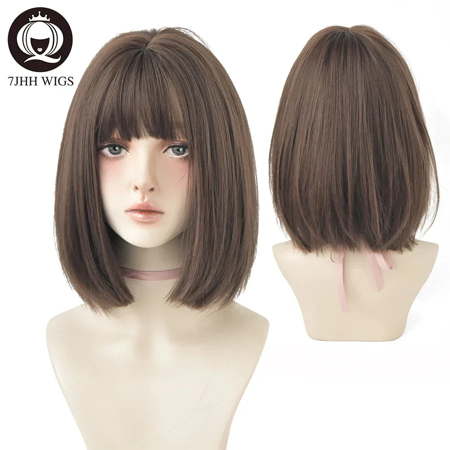 7JHH WIGS Black Short Bob Wig for Girl