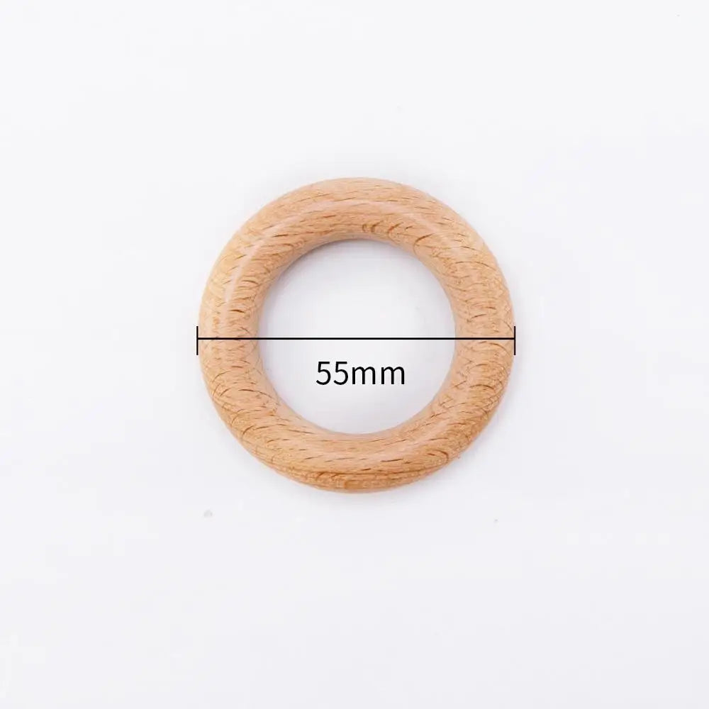 Mamihome 50pc 40mm-70mm Beech Wooden Rings Baby Teether