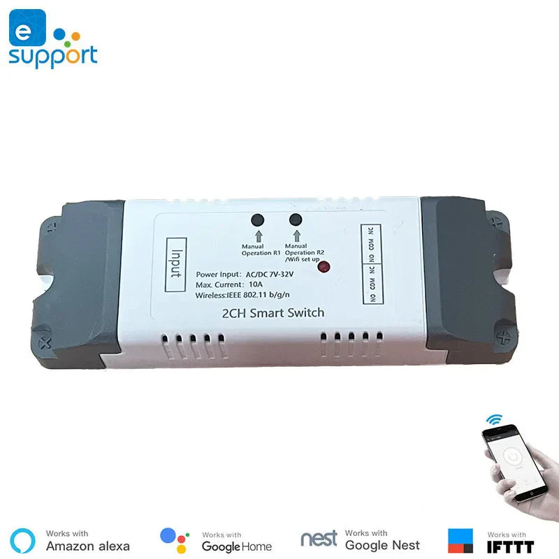 Google Home Compatible eWeLink WiFi 2 Channel Relay