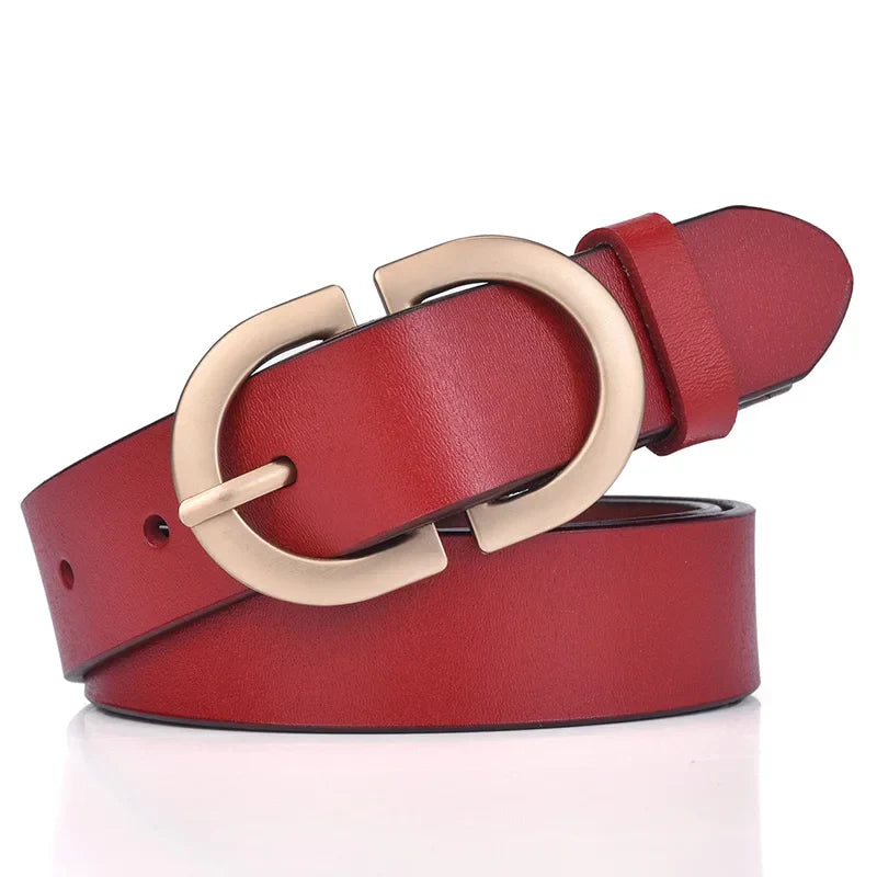 VATLTY Official Authentic Woman Leather Belt Golden Alloy