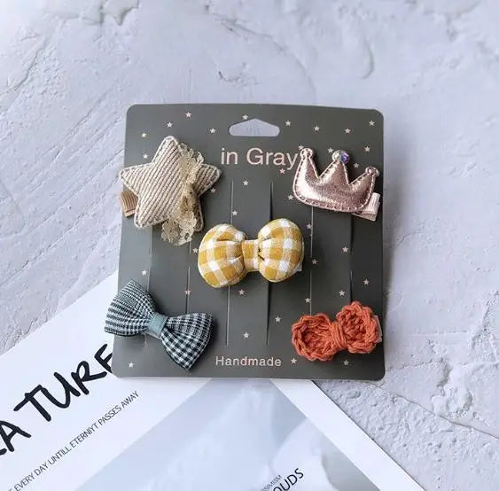 New cute bear girls hair bows 5pcs children