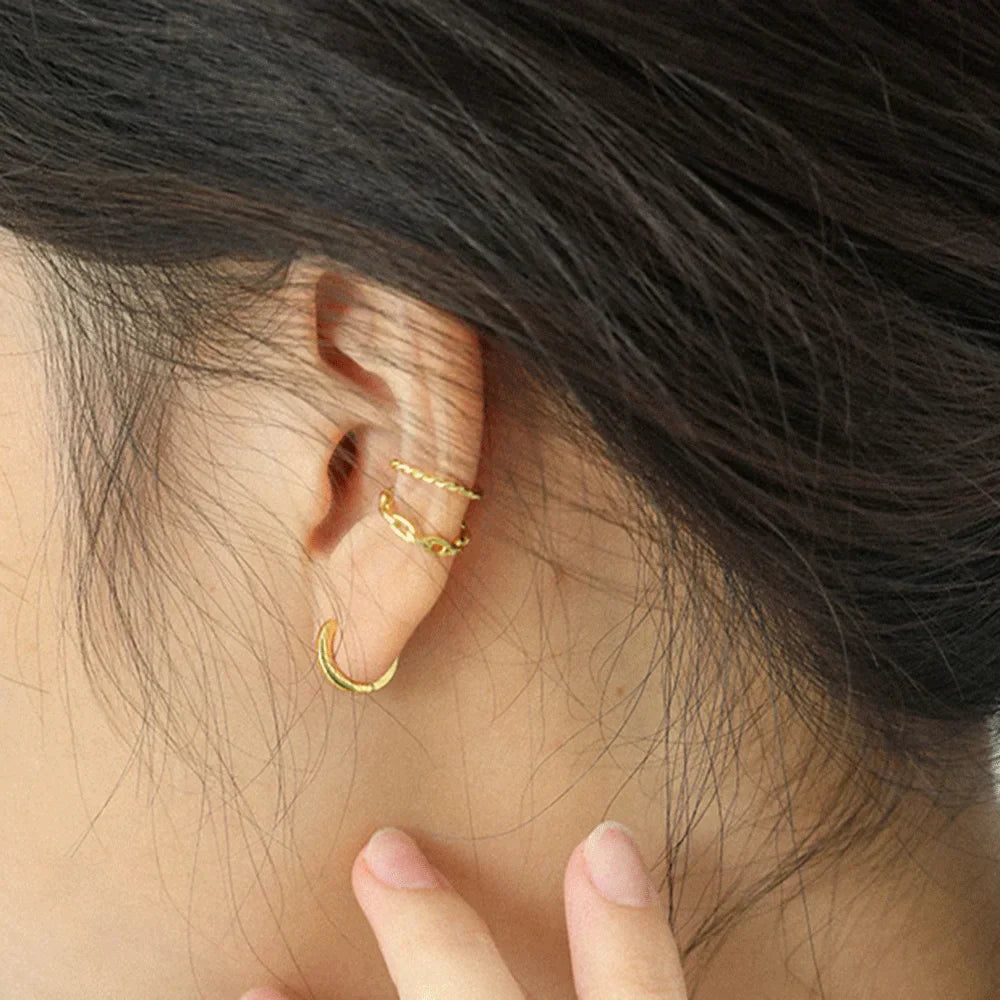 ANDYWEN 925 Sterling Silver Gold Plain 5mm 6mm