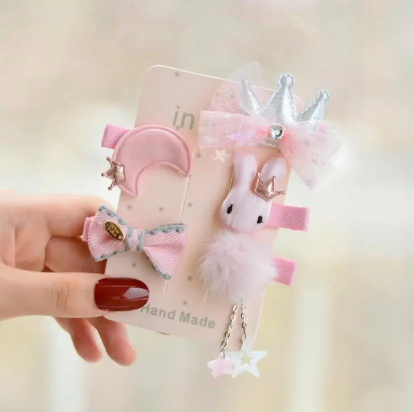 New cute bear girls hair bows 5pcs children