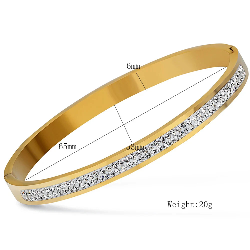 Two Row crystal rhinestone pave stainless steel Open