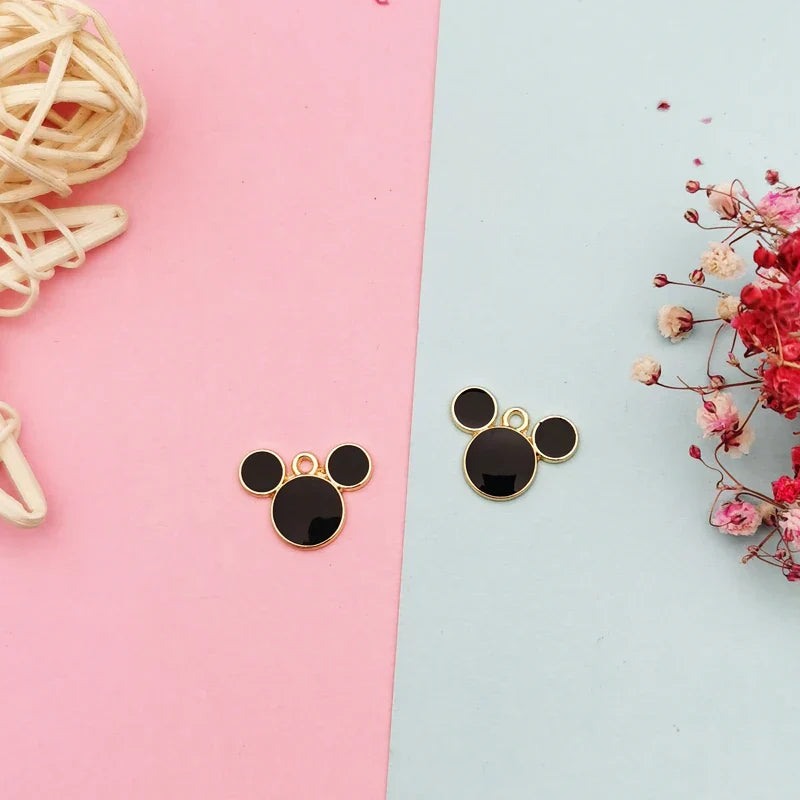 20pcs Drop Oil Mickey Head Shaped Enamel Charms