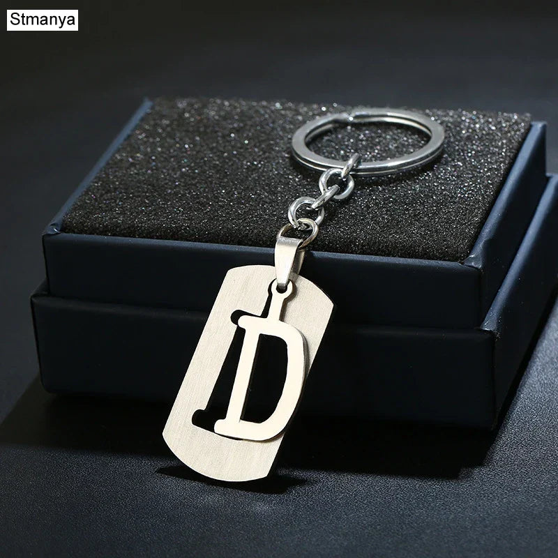 NEW DIY Stainless Steel AZ Letters key Chain