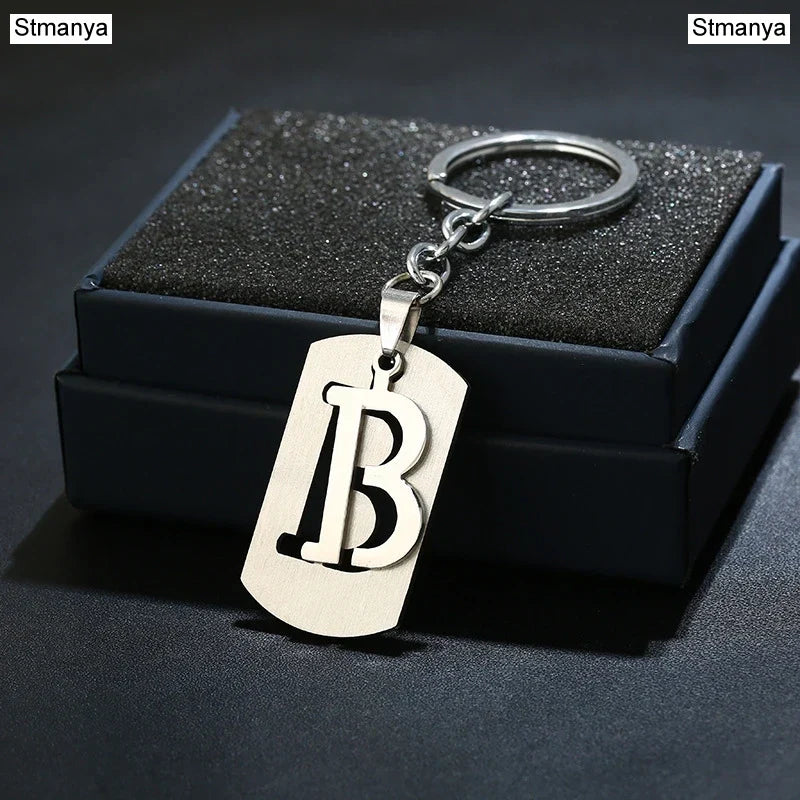 NEW DIY Stainless Steel AZ Letters key Chain