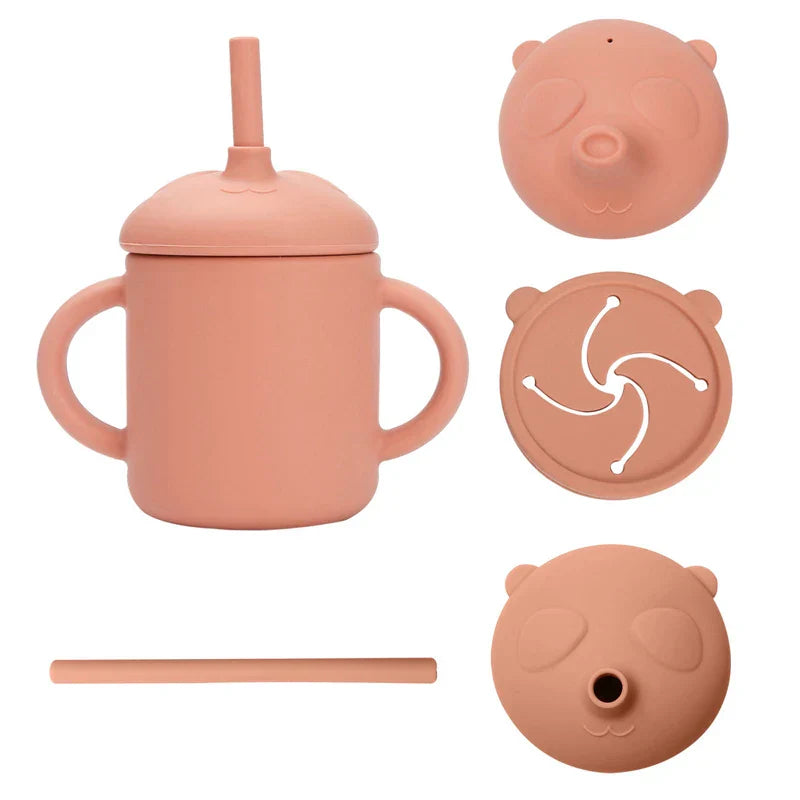 Baby Straw Cup 1Set Cartoon Panda Food Grade