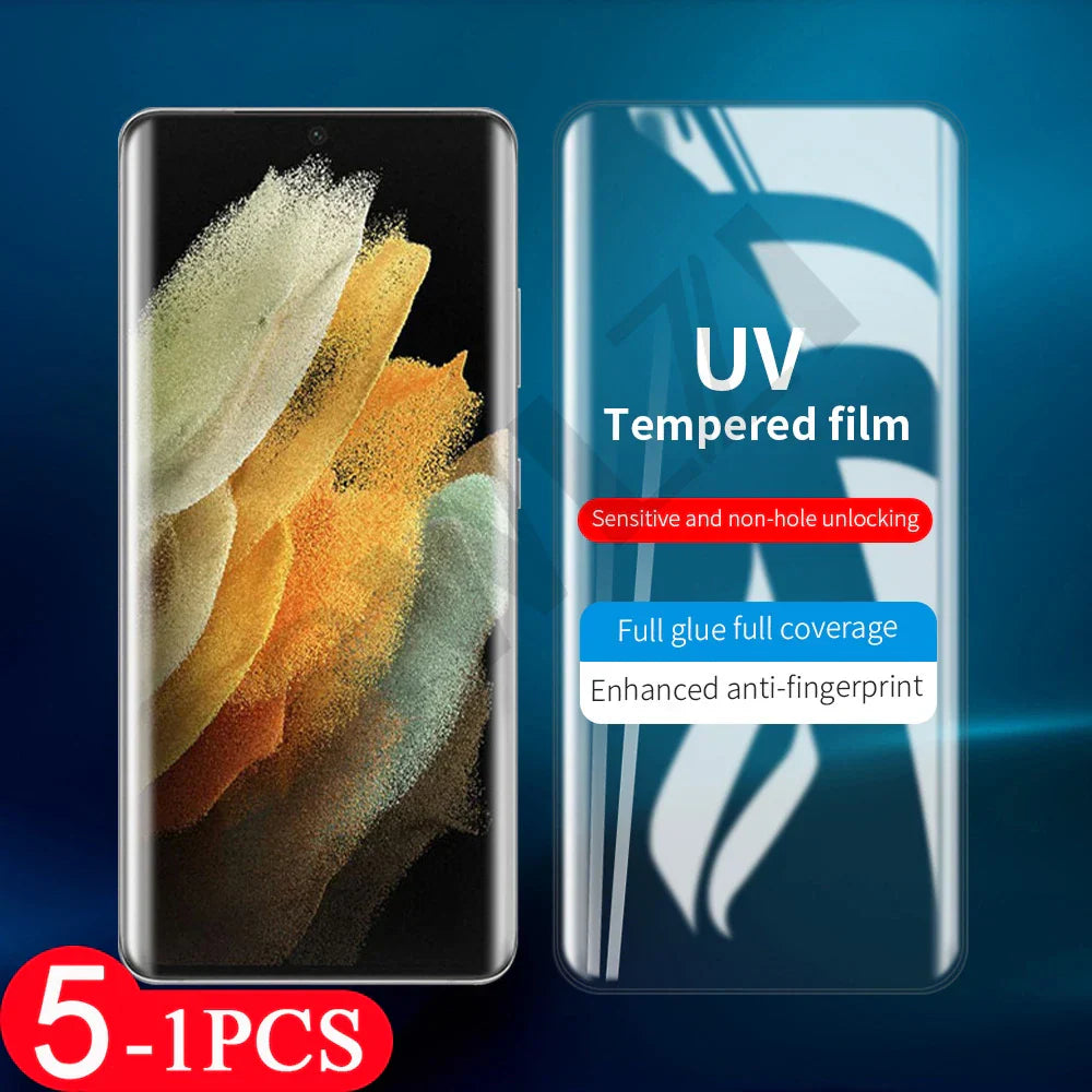 5Pcs UV glass screen protector for Samsung Galaxy