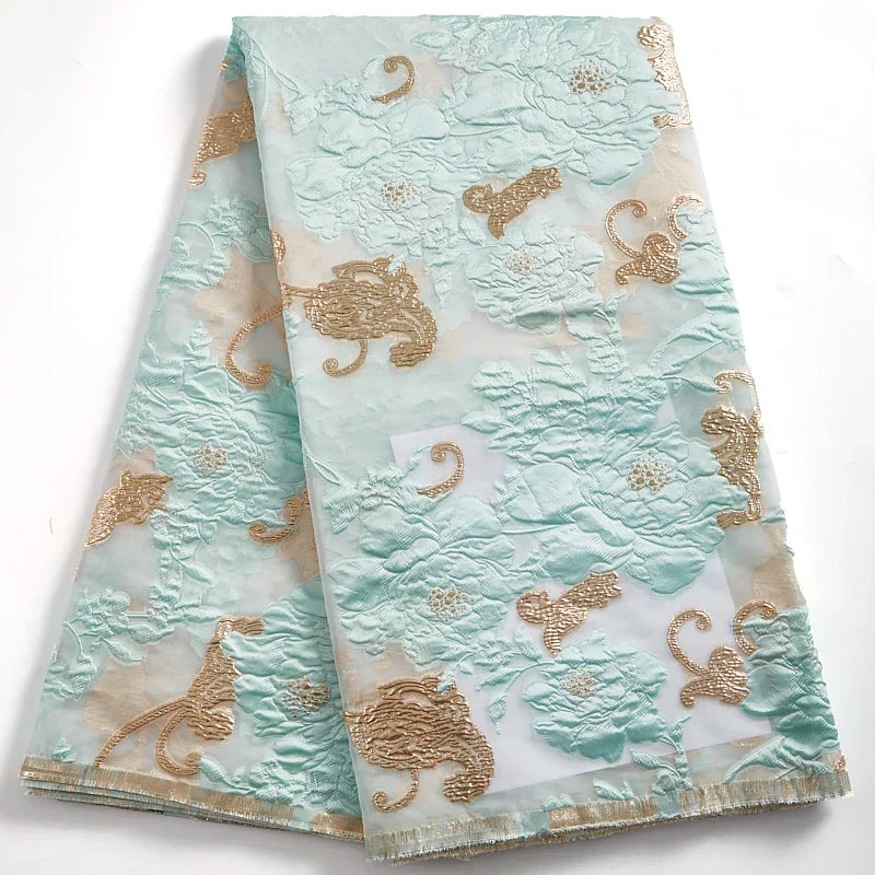 African Tulle Lace Fabric 2024 Satin Nigerian Brocade