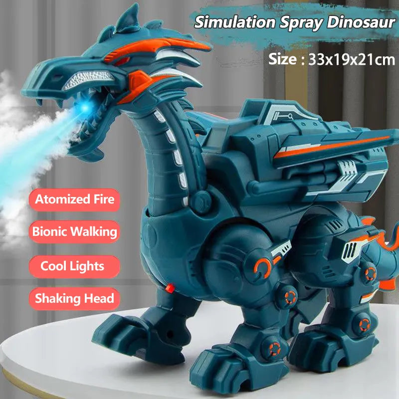 Simulation Fire Mechanical Dinoasur Water Spray Cool Light