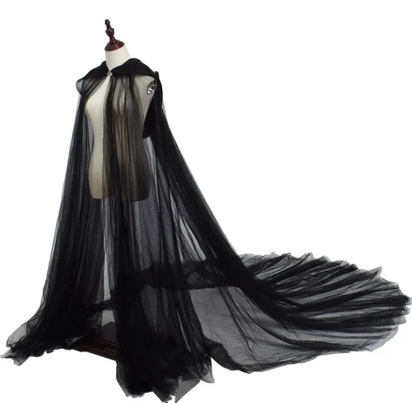 Halloween Costume for Women Hood Tulle Cape Cloak