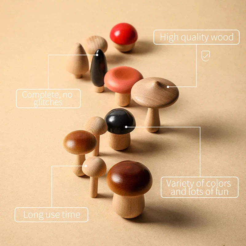 Wood Mushroom Stacking Block Balance Toy Set Montessori