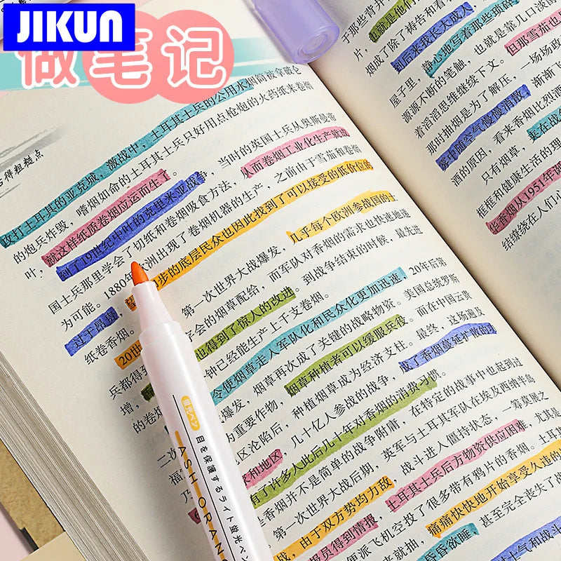 JIKUN 12pcs Highlighters Pen Pastel Colors Fluorescent Art