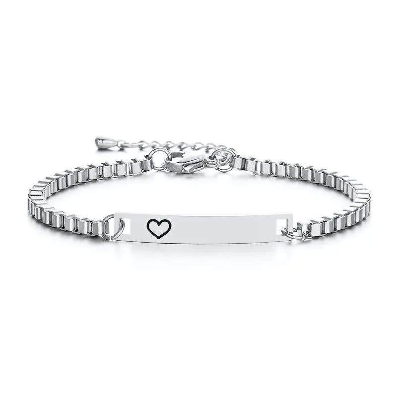Personalize Baby Name Bracelet Figaro Chain Smooth Bangle