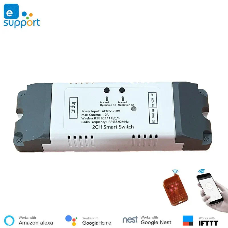 Google Home Compatible eWeLink WiFi 2 Channel Relay