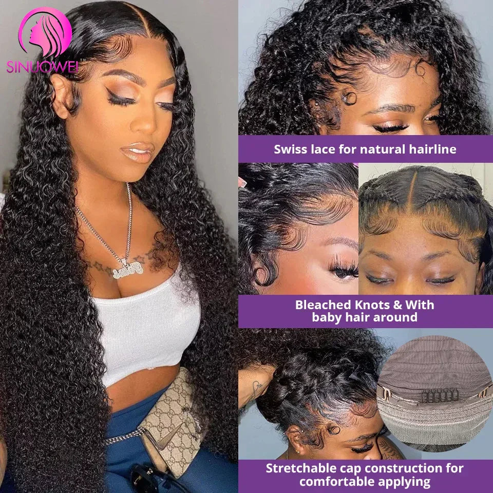 28 30Inch 13x4 Transparent Lace Frontal Wig Kinky