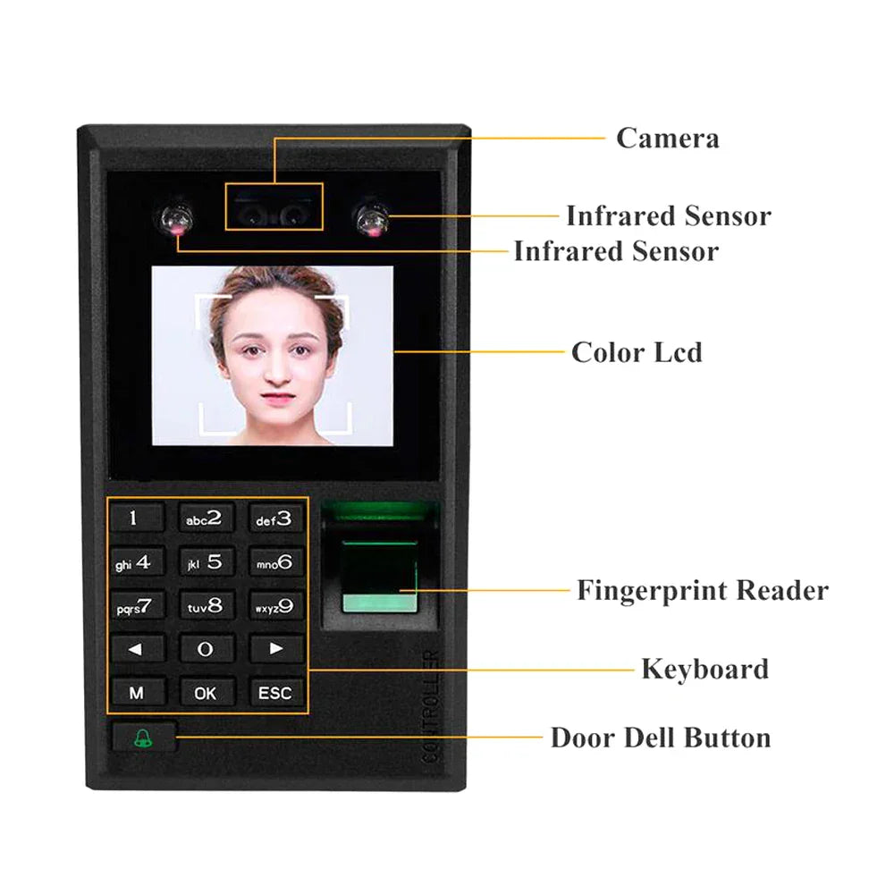 2.8 inch TFT Biometric Face Door USB Password