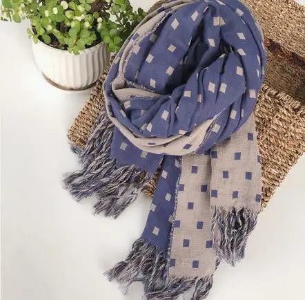 Japanese Design Winter Cotton Warm Women Scarf Double-sided
