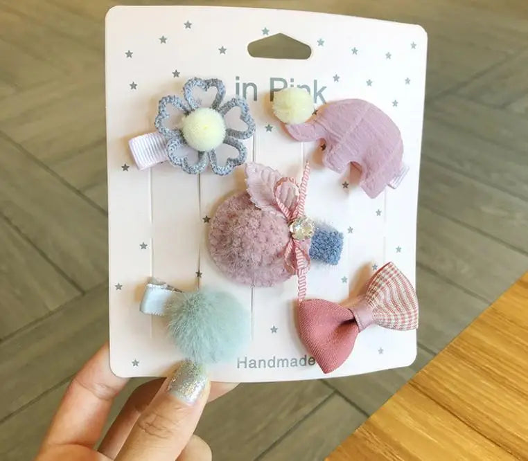 New cute bear girls hair bows 5pcs children