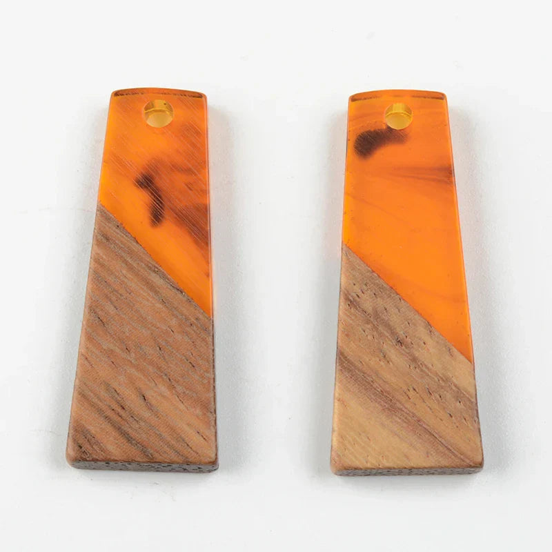 10PCS Trapezoid Earrings Accessories Natural Wood & Resin