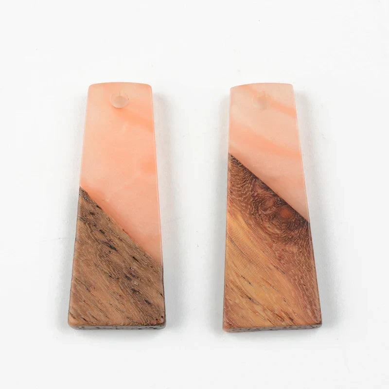 10PCS Trapezoid Earrings Accessories Natural Wood & Resin