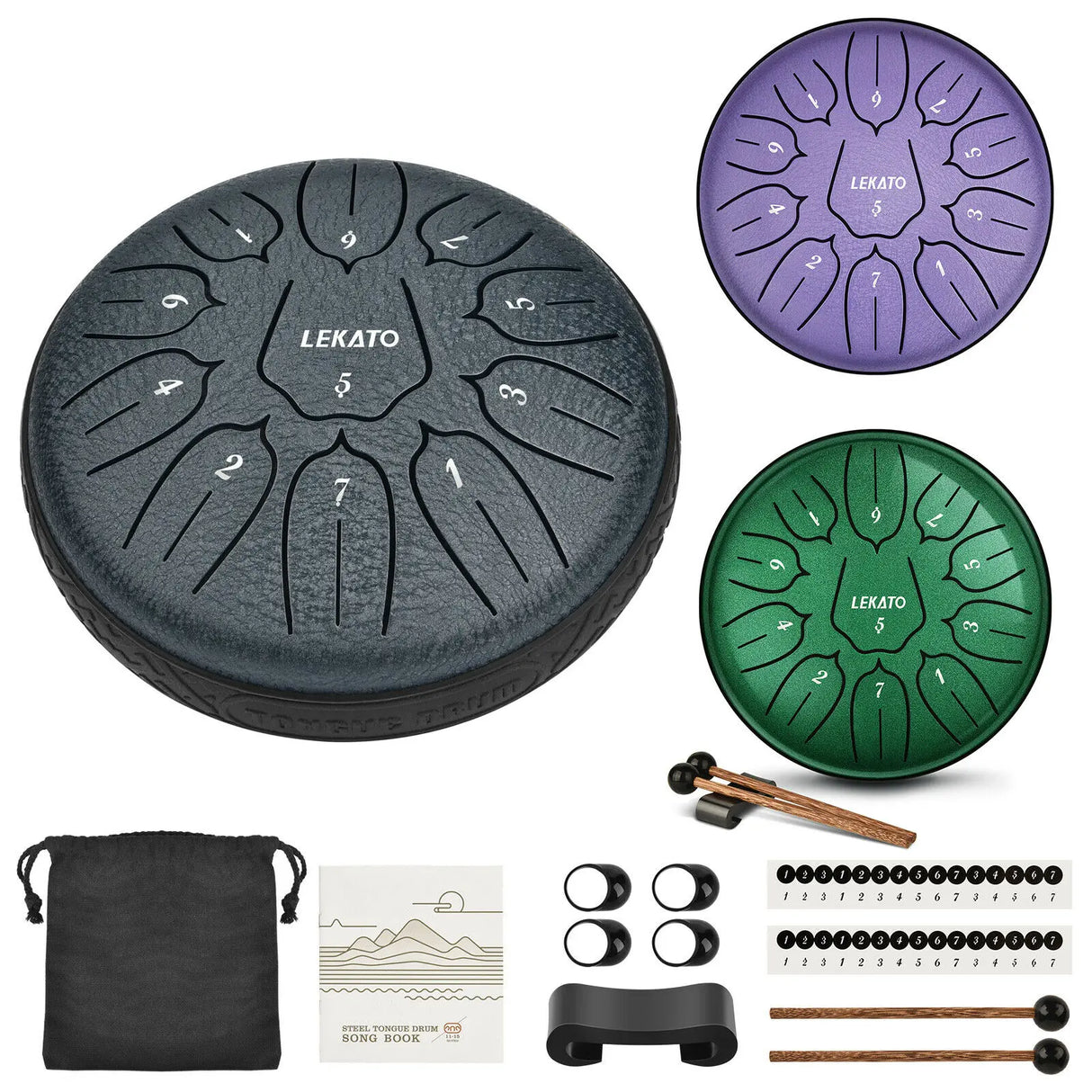 LEKATO 6'' Tongue Drum 11 Notes D Tune