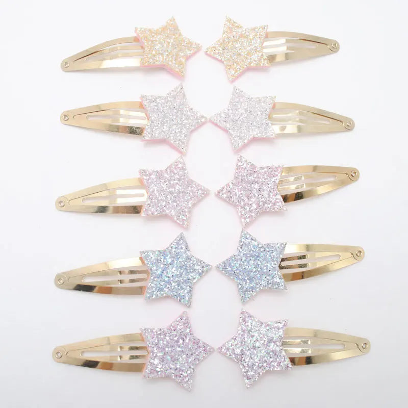 10pcs/lot Small Size Girls Hairclips Glitter Heart Birthday