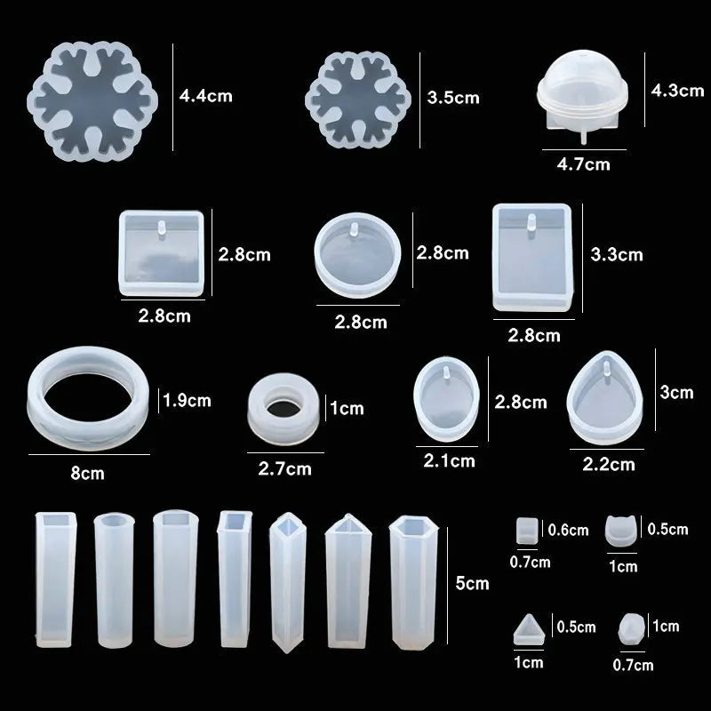 Mixed Style Jewelry Epoxy Resin Molds Set Silicone