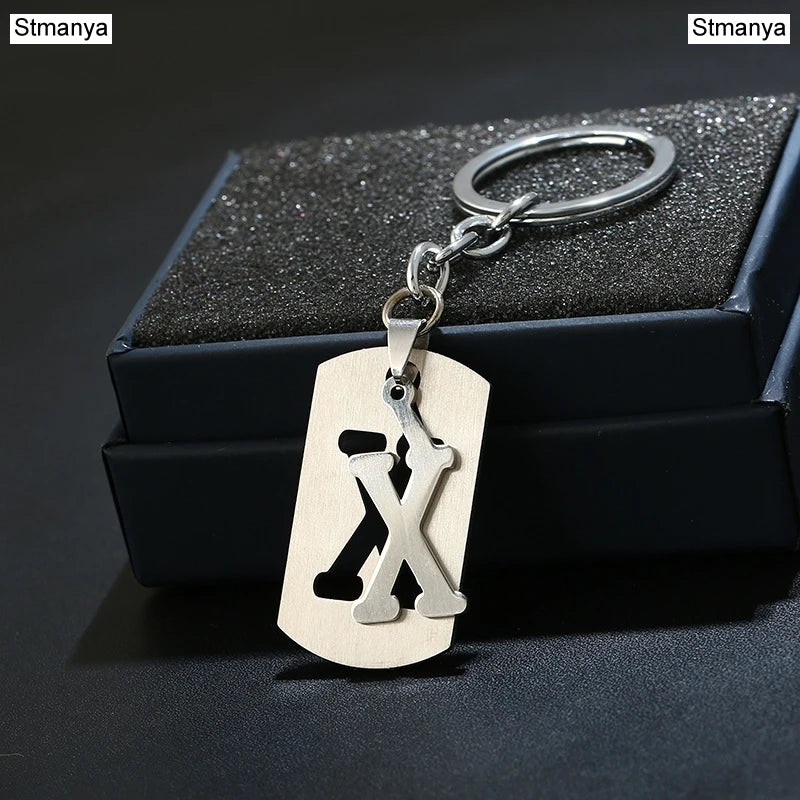 NEW DIY Stainless Steel AZ Letters key Chain
