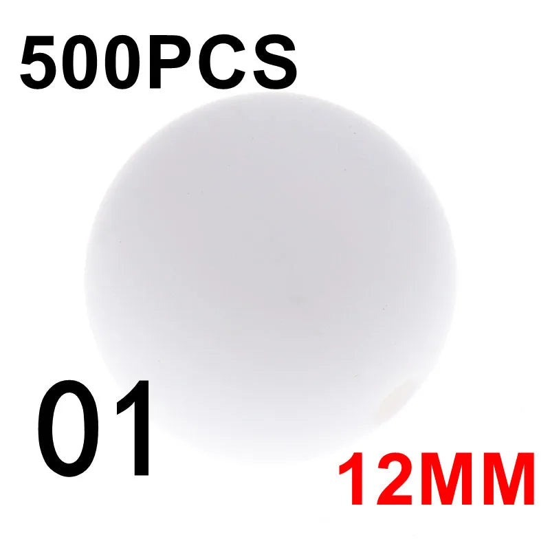 Fkisbox 500pcs 12mm Silicone Round Loose Beads Baby