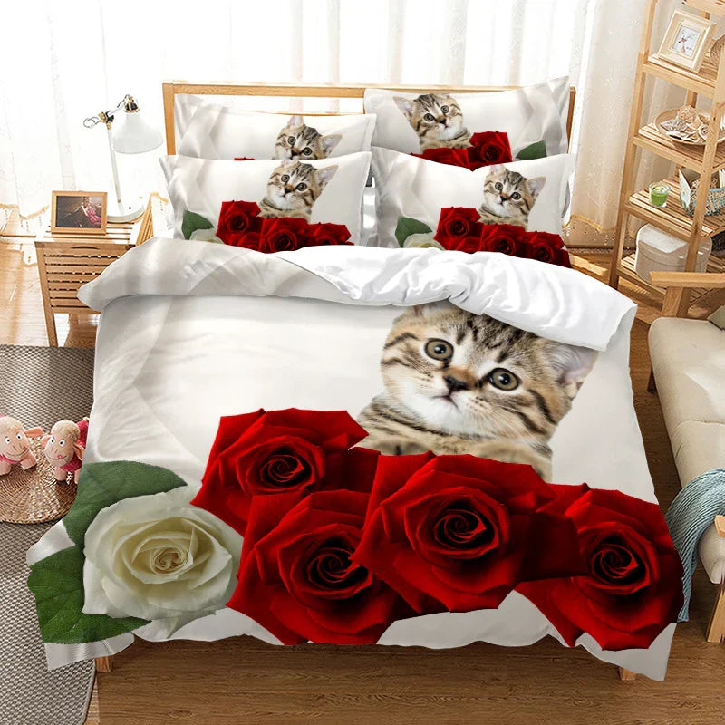 Red Rose Bedding Set Quilt Duvet Cover Comforter