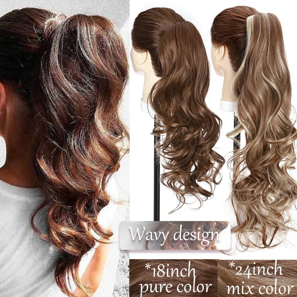 S-noilite Synthetic Long Wavy Fake Ponytail Extension Hair